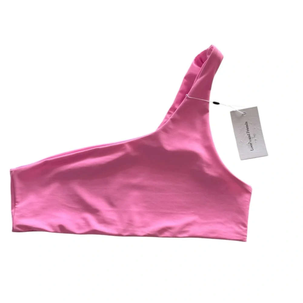 SALE!!! NWT Lovers & Friends Pink Camille One Shoulder Bikini Top Bright Pink - Picture 5 of 9